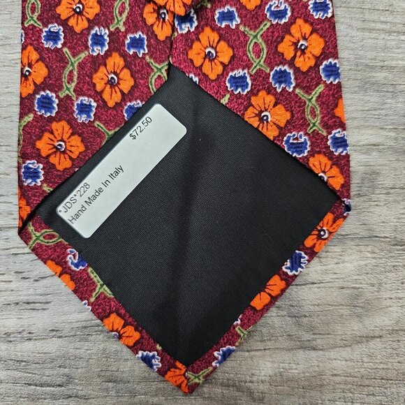 Zanzara New Italian Silk Floral Print Vintage Retro Long Necktie - Picture 5 of 5